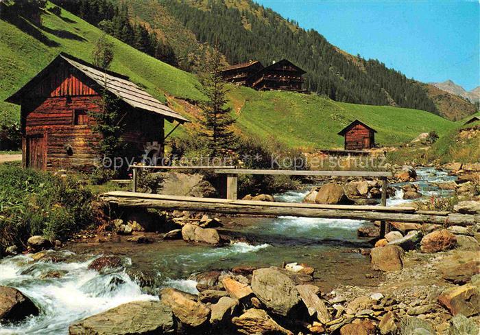 Innervillgraten Osttirol AT Villgratental Wassermuehlen Bach Bruecke Almhuetten