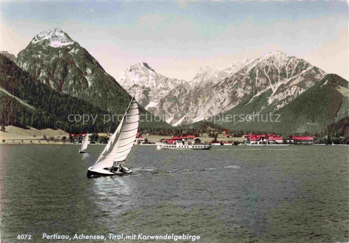 Pertisau Achensee Tirol AT Achensee Karwendelgebirge Segelboot See Berge Hotel D