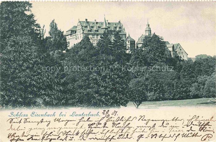 Lauterbach Hessen Schloss-Eisenbach Schloss Wald Baeume Turm Herrenhaus