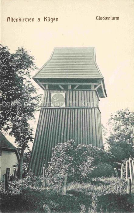 Altenkirchen RueGEN Mecklenburg-Vorpommern Glockenturm Holzturm Uhr Kirchhof Bae