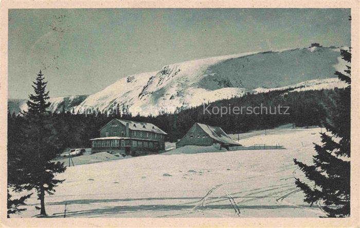 Schlingelbaude Karpacz PL Schlingelbaude Riesengebirge Berghuette Winter Schnee