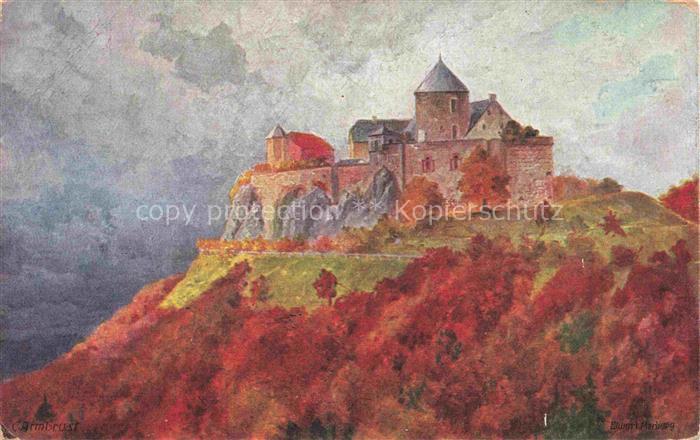Waldeck Edersee Hessen Schloss-Waldeck Burg Felsen Herbst Gemaelde Turm Bergkup