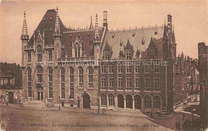 BRUGGE Bruges Belgie Palais-du-Gouvernement Hôtel-des-Postes Gotik Fassade Gebae