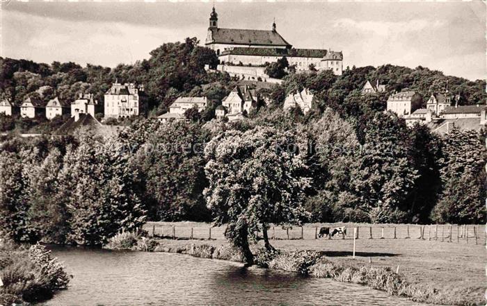 FULDA Hessen Frauenberg Fulda-Fluss Barockstadt Kloster Kirche Kuh Baeume Huegel