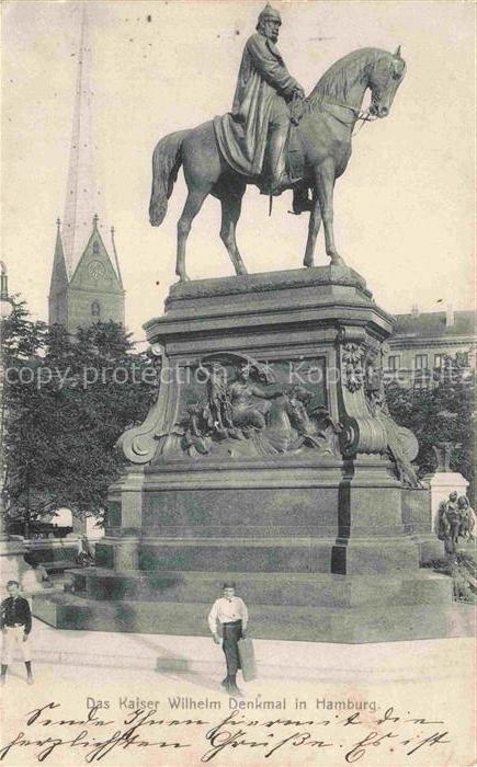 HAMBURG  CITY Kaiser-Wilhelm-Denkmal Reiterstandbild Denkmal Kirche Platz Passan