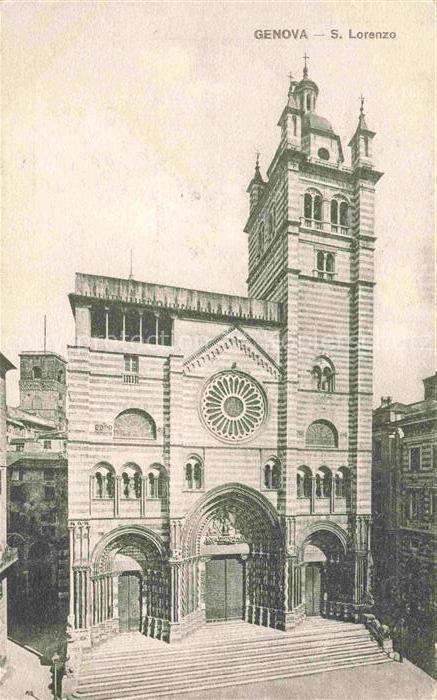 CAMOGLI Liguria IT San-Lorenzo Kathedrale Dom Romanik Rosette Streifen Treppen