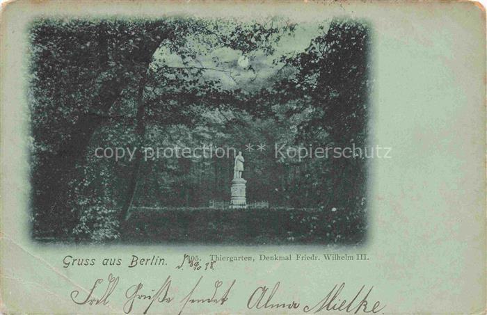 BERLIN  CITY Tiergarten Denkmal Friedrich-Wilhelm-III Statue Park Baeume Mondsch