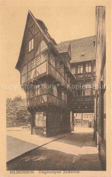 HILDESHEIM  CITY Umgestuelpter-Zuckerhut Fachwerkhaus Altstadt Gasse Lichtdruck