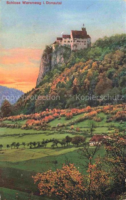 Schloss Werenwag Beuron Schloss-Werenwag Donautal Felsen Burg Wiesen Herbst Tal
