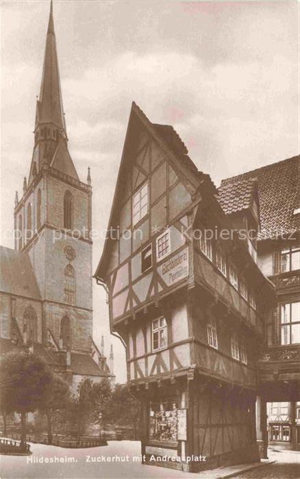 HILDESHEIM  CITY Zuckerhut Andreasplatz Fachwerk Kirche St-Andreas Kirchturm Alt
