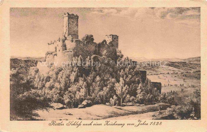 Roetteln Roettelweiler Loerrach BW Schloss-Roetteln Burganlage Burgruine Zeichnu