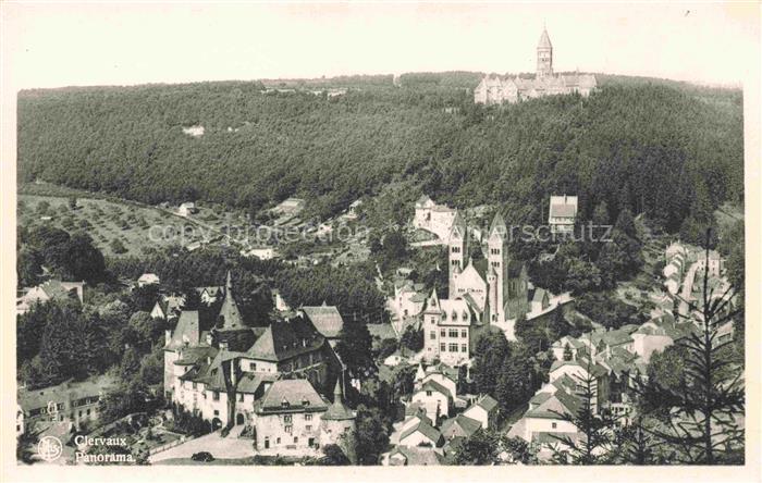 Clervaux-en-Ardennes Diekirch Luxembourg Panorama Kloster Burg Kirche Wald Ortsc