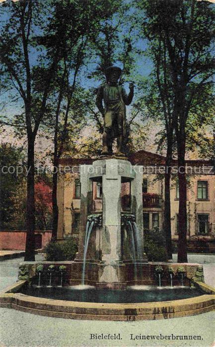 BIELEFELD  NRW Leineweberbrunnen Brunnen Statue Weber Baeume Park Bronzefigur