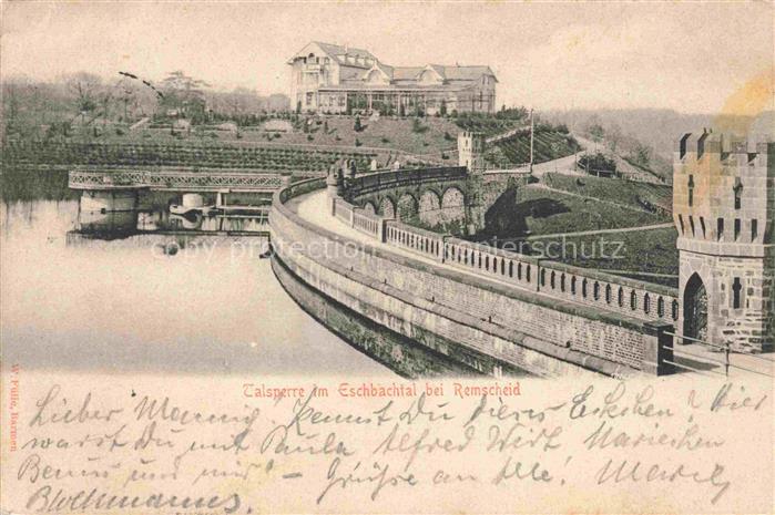 REMSCHEID NRW Talsperre Eschbachtal Staumauer Stausee Bruecke Villa Hotel-Restau