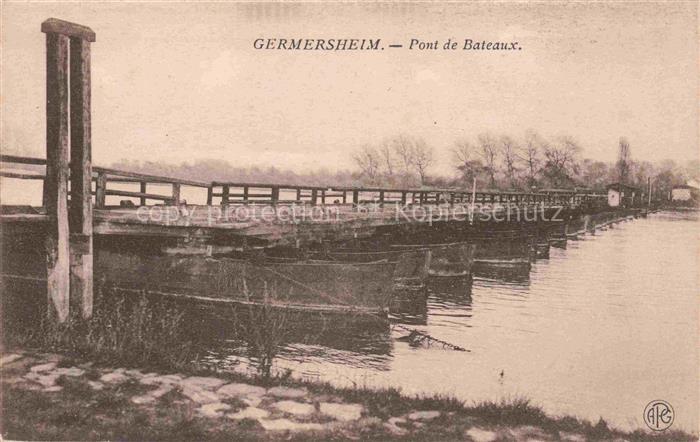 Germersheim Rheinland-Pfalz Pont-de-Bateaux Pontonbruecke Rhein Schiffsbruecke F
