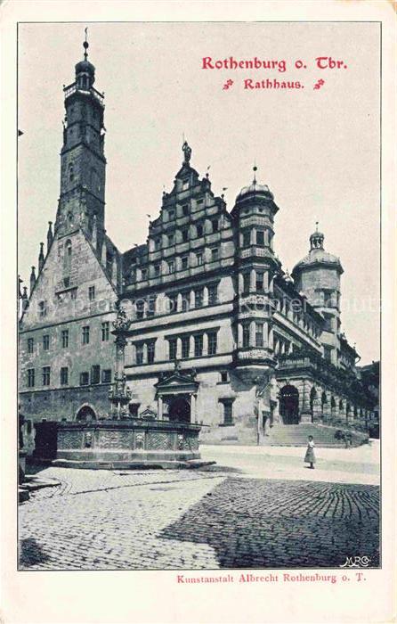 ROTHENBURG   TAUBER Bayern Rathaus Rathausturm Marktplatz Brunnen Kopfsteinpflas