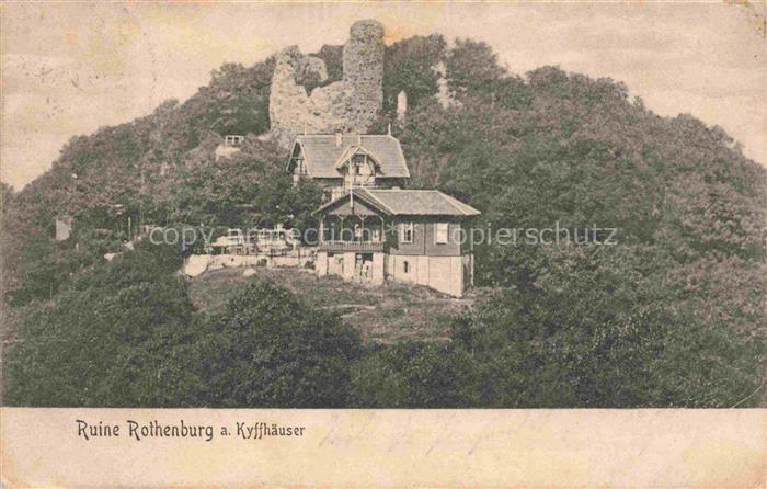 Kyffhaeuser Ruine-Rothenburg Kyffhaeuser Burgruine Turm Wald Gasthaus Huegel