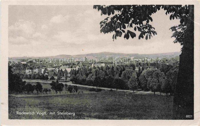 Rodewisch Vogtlandkreis Sachsen Steinberg Vogtland Stadtpanorama Kirche Baeume H