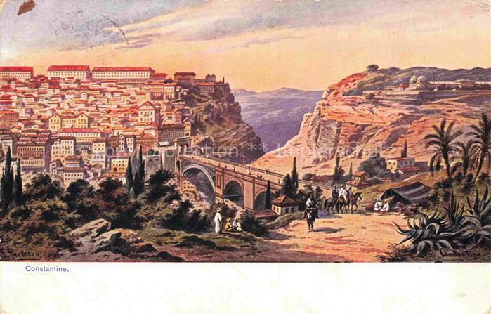 CONSTANTINE Algerie Stadtpanorama Schlucht Bruecke Felsen Palmen Kamele Araber K