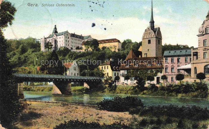 GERA  Thueringen Schloss-Osterstein Osterstein Fluss Bruecke Kirche Turm Altstad