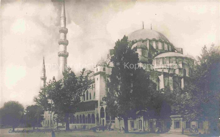 ISTANBUL Constantinopel TK Mosquée-Sultanahmé Moschee Minarett Kuppel Baeume