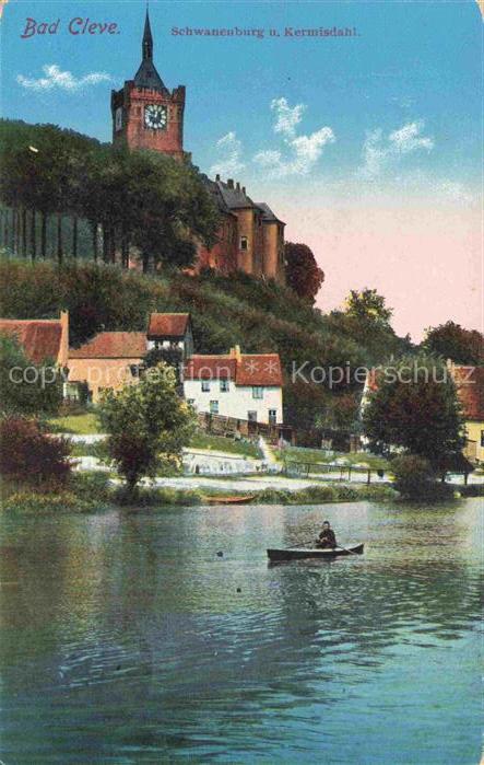 Bad Cleve KLEVE Schwanenburg Kermisdahl Teich Turm Ruderboot Huegel Kirche