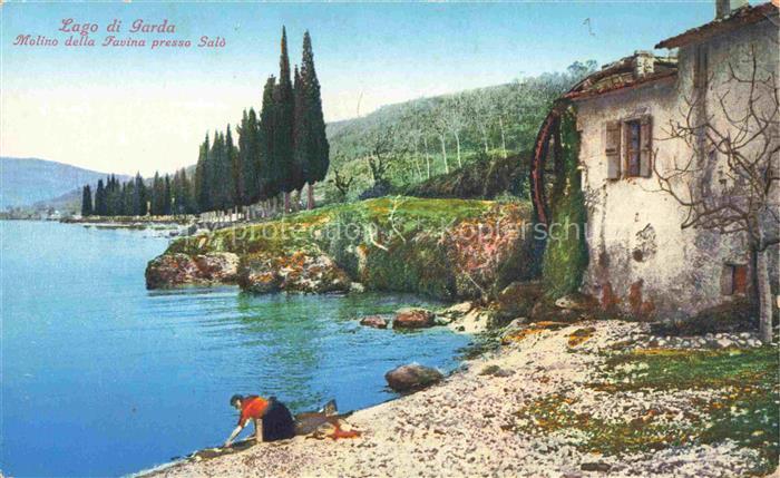 SALO Lago di Garda IT Lago-di-Garda Molino-della-Favina Muehle Zypressen See Ufe