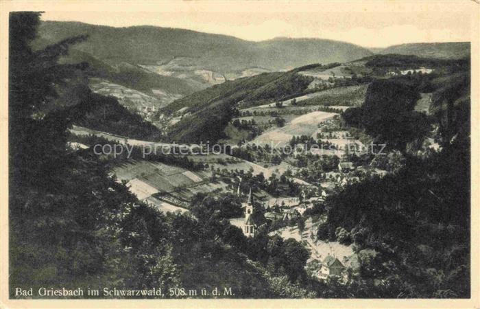 Bad Griesbach Schwarzwald  Schwarzwald Tal Panorama Kirche Dorf Berge Felder Wal