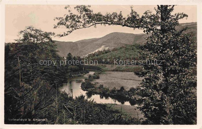 Ambrock HAGEN NRW Volmeidyll Volme Fluss Berge Wald Huegel Tal Bruecke