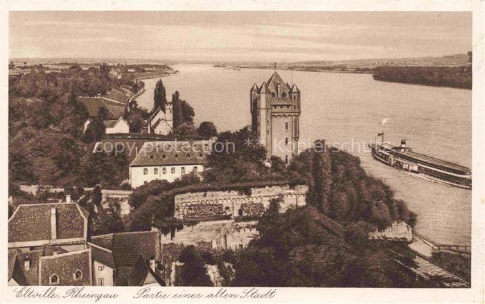 Eltville Rhein Burg Burgturm Rhein Dampfschiff Weinberge Altstadt Daecher