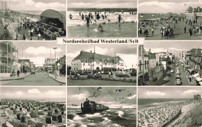 WESTERLAND Sylt Nordsee Strand Strandkoerbe Musikpavillon Badeleben Promenade Da
