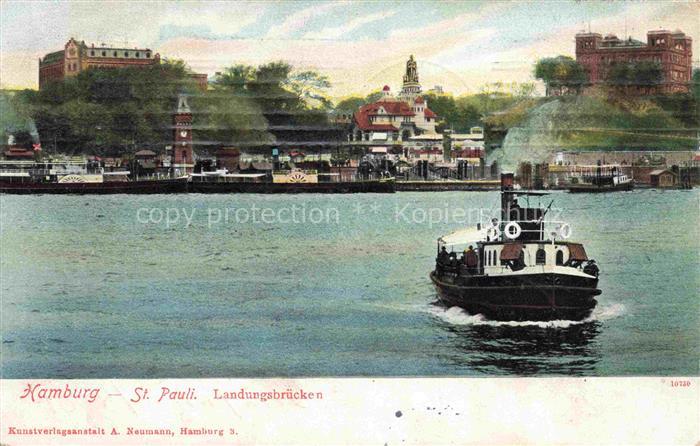 HAMBURG  CITY Landungsbruecken St-Pauli Elbe Dampfschiff Hafengebaeude Bismarcks