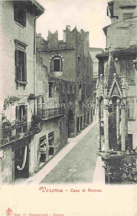 VERONA  Veneto IT Casa-di-Romeo Gasse Altstadt Balkon Palazzo Gotik Kopfsteinpfl