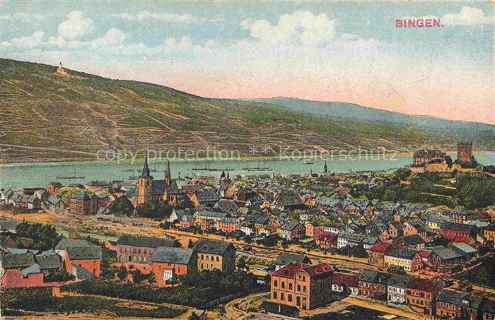 Bingen Rhein Rheinland-Pfalz Rhein Weinberge Stadtansicht Kirche Burg Dampfschif