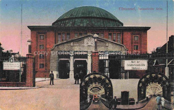 HAMBURG CITY Elbtunnel Steinwaerder Tunneleingang Kuppel Backstein Innenansicht