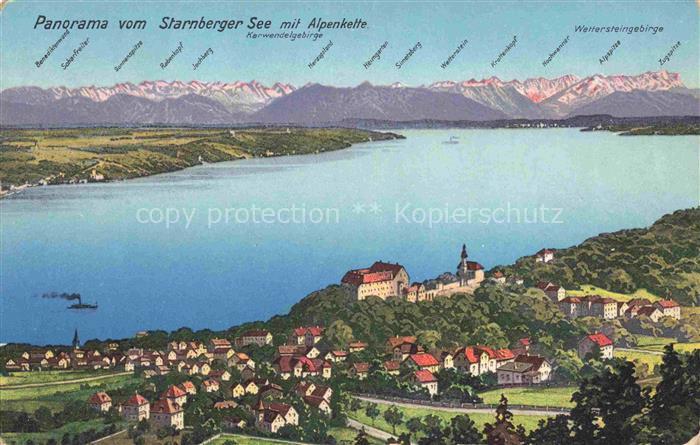 Starnbergersee Starnberg Bayern Starnberger-See Alpenkette Karwendelgebirge Zugs