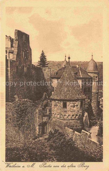 Wertheim Main BW Burg-Wertheim Burgruine Turm Zinnen Mauerwerk Burganlage