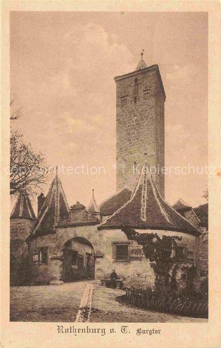 ROTHENBURG   TAUBER Bayern Burgtor Stadttor Turm Torbogen Stadtmauer Kopfsteinpf