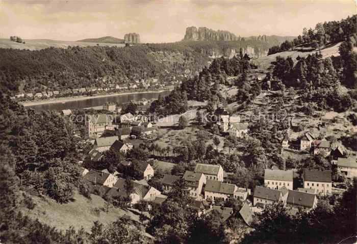 Krippen Bad Schandau Sachsen Schrammsteine-Schrammtorstein Elbe Orts-Panorama Fe