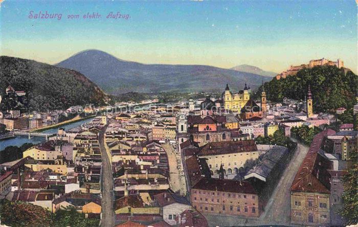 SALZBURG AT Elektrischer-Aufzug Festung-Hohensalzburg Dom Kollegienkirche Salza