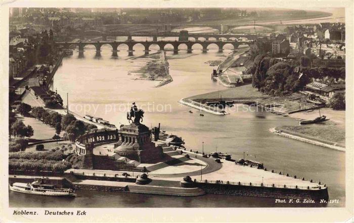 KOBLENZ  Rheinland-Pfalz Deutsches-Eck Kaiser-Wilhelm-Denkmal Rhein Mosel Eisenb