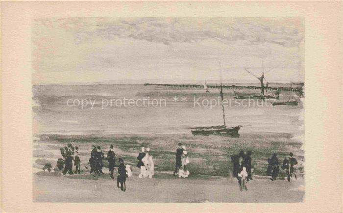 SOUTHEND-ON-SEA UK Southend-Pier Segelboot Strand Spaziergaenger Meer Gemaelde W