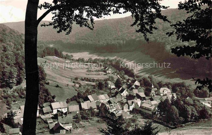 Lonau Herzberg Harz Osterode Niedersachsen Dorf Talbild Kirche Haeuser Wald Harz