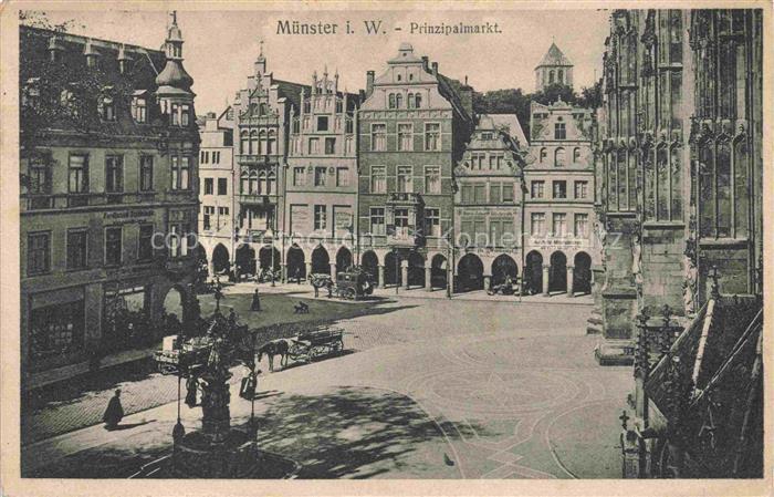 MueNSTER Westfalen NRW Prinzipalmarkt Marktplatz Arkaden Giebelhaeuser Pferde Ku