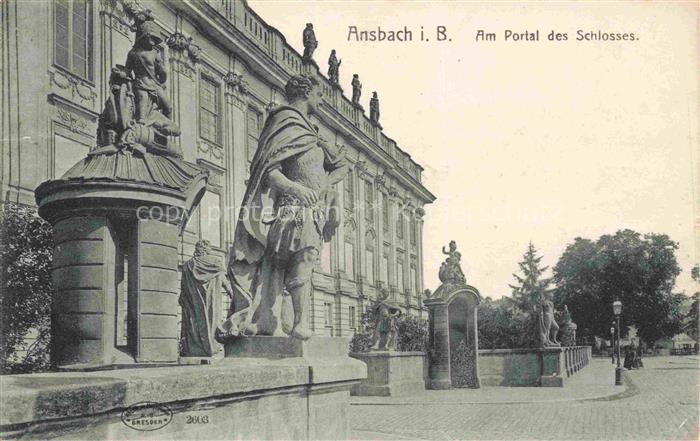ANSBACH Mittelfranken Bayern Schloss Portal Skulpturen Statuen Barockfassade Ein