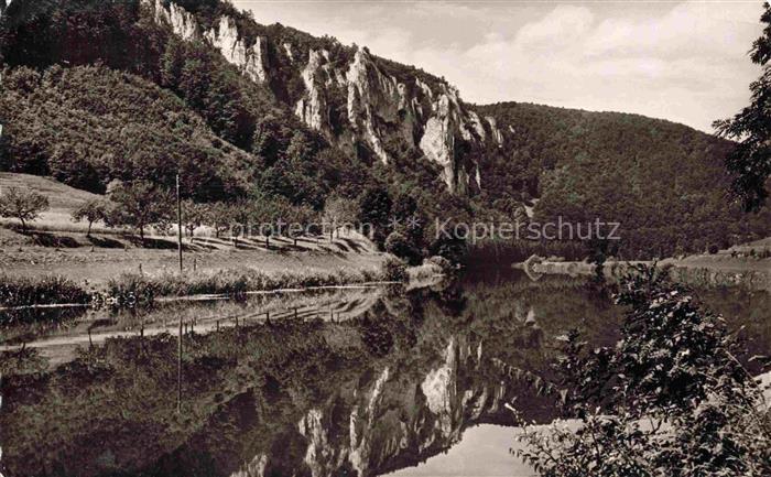Thiergarten Beuron Donautal Fluss Kalkfelsen Wald Spiegelung Wiese Pension-Neumu
