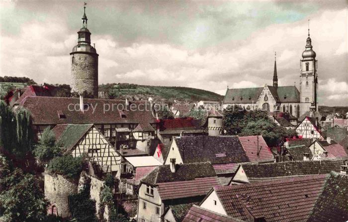 Tauberbischofsheim Schloss Stadtkirche Turm Fachwerkhaeuser Altstadt Daecher Kir