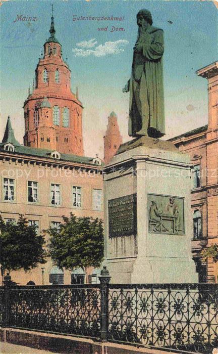 Gonsenheim MAINZ Gutenbergdenkmal Dom Denkmal Kirchturm Eisengitter Statue
