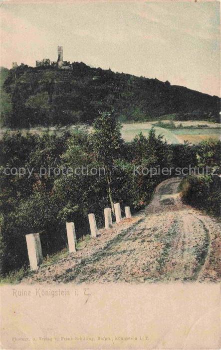 Koenigstein Taunus Ruine-Koenigstein Burg Huegel Landstrasse Baeume Taunus Weg