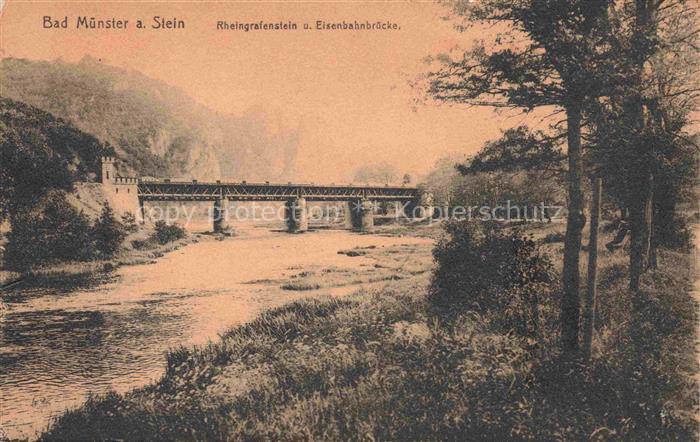 Bad Muenster am Stein Ebernburg Rheinland-Pfalz Rheingrafenstein Eisenbahnbrueck